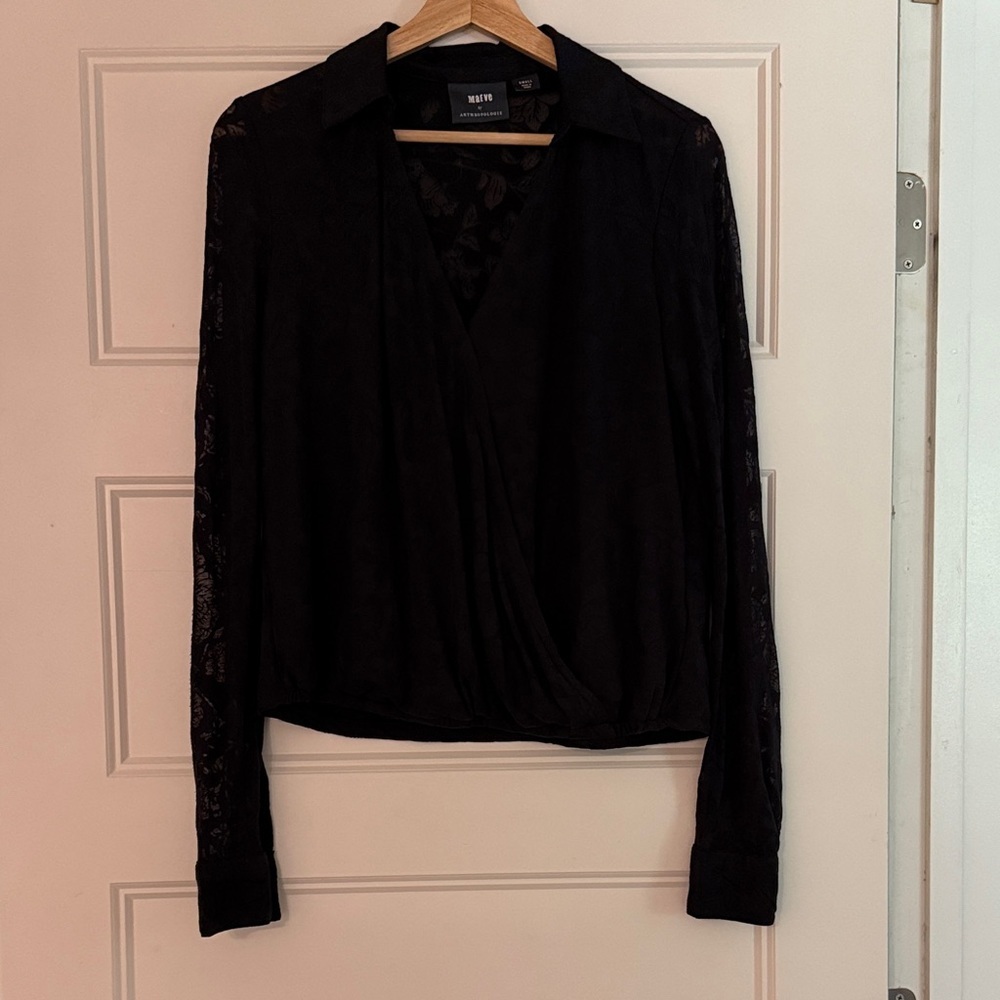 Maeve Black Lace Button Down Shirt - Picture 7 of 7